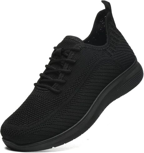 Women's Lightweight Non Slip Walking Sneakers - Breathable Mesh Work Shoes for Standing All Day, Comfortable Nursing Tennis Shoes Black in Kuwait