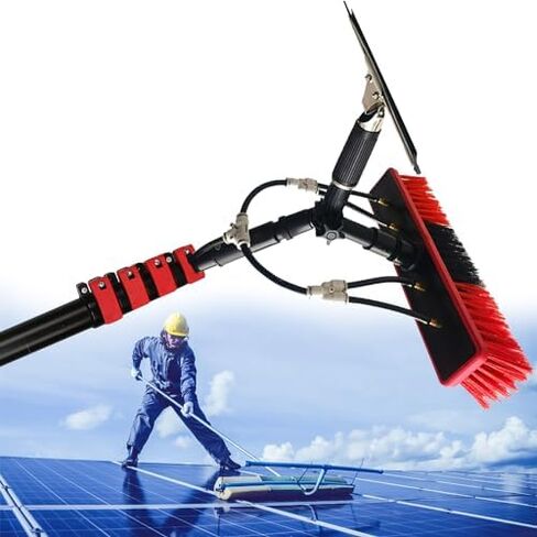 Window Cleaning Telescopic Cleaner Wash Brush Kit Adjustable Pole Length，Telescopic Solar Panel Cleaning Kit - Window Cleaning Pole, Water Brush & Extendable Rooftop Cleaner, Ideal for Photo in Kuwait