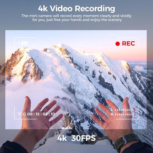 Mini Body Camera 4K Bodycam Waterproof Thumb Action Camera with APP | Hands-Free POV Vlogging Cam for Motorcycle, Cycling, Diving in Kuwait