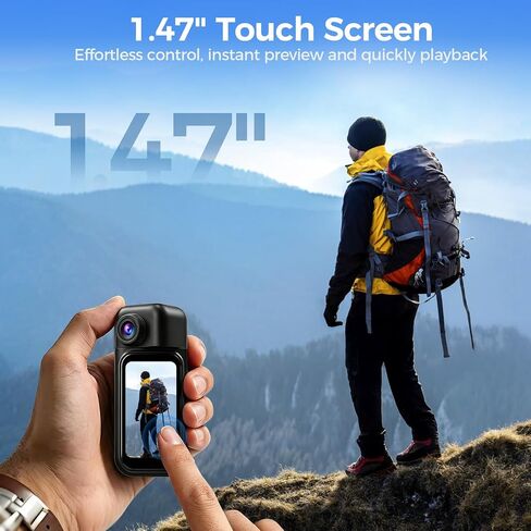 Mini Body Camera 4K Bodycam Waterproof Thumb Action Camera with APP | Hands-Free POV Vlogging Cam for Motorcycle, Cycling, Diving in Kuwait
