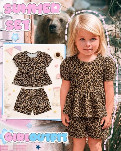 Toddler Girls 2 Piece Outfits | Puff Sleeve, Cute, Summer, Breathable, Stretchy, Casual, for Baby in Kuwait