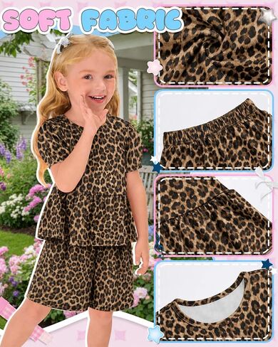 Toddler Girls 2 Piece Outfits | Puff Sleeve, Cute, Summer, Breathable, Stretchy, Casual, for Baby in Kuwait