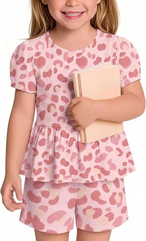 Toddler Girls 2 Piece Outfits | Puff Sleeve, Cute, Summer, Breathable, Stretchy, Casual, for Baby in Kuwait