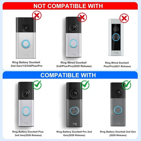 Anti-Theft Door Mount for Ring Battery Doorbell/ Plus/ Pro 2nd(2026 Release), Adjustable Mounting Bracket Camera Holder for Ring Doorbell Pro, No Drill Ring Doorbell Mount for Apartment, Rentals, Home in Kuwait