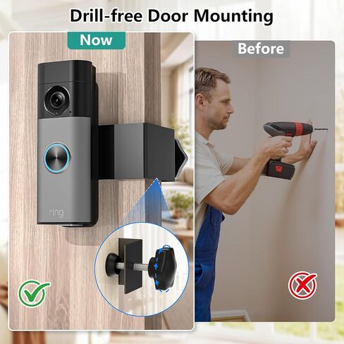 Anti-Theft Door Mount for Ring Battery Doorbell/ Plus/ Pro 2nd(2026 Release), Adjustable Mounting Bracket Camera Holder for Ring Doorbell Pro, No Drill Ring Doorbell Mount for Apartment, Rentals, Home in Kuwait