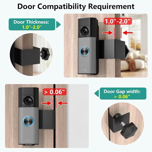 Anti-Theft Door Mount for Ring Battery Doorbell/ Plus/ Pro 2nd(2026 Release), Adjustable Mounting Bracket Camera Holder for Ring Doorbell Pro, No Drill Ring Doorbell Mount for Apartment, Rentals, Home in Kuwait