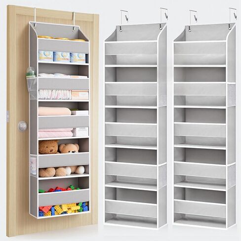 ULG Over the Door Organizer 2-Pack Door Hanging Organizer Closet Door Organizers and Storage for Clothes, Shoes, Toys Grey in Kuwait