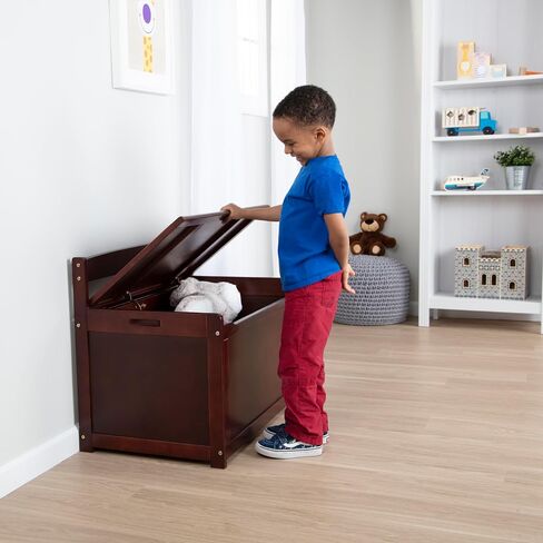 Melissa & Doug Wooden Toy Chest, Toy Storage Box with Hinged-Lid, Playroom Furniture for Kids Ages 3+ (Espresso) in Kuwait