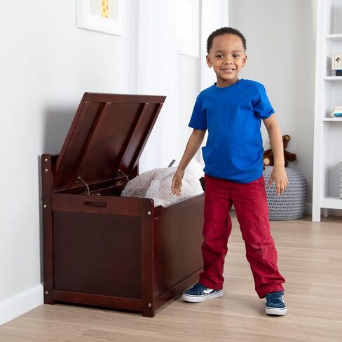 Melissa & Doug Wooden Toy Chest, Toy Storage Box with Hinged-Lid, Playroom Furniture for Kids Ages 3+ (Espresso) in Kuwait