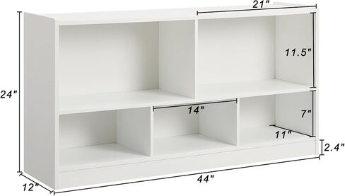 Kids Toy Storage Organizer, 5-Section Storage Cabinet for Organizing Books Toys, Wooden Bookshelf Daycare Furniture for School, Classroom Playroom, Nursery, Kindergarten (White) in Kuwait
