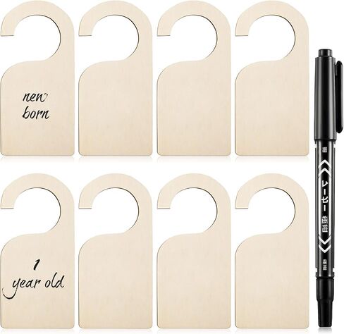 Patelai 25 Pieces 25 Pieces Blank Closet Divider, Wooden Clothing Rack Dividers, Blank Organizers Hanger Separators, Hanging Closet Divider with Marker Pen for Home Nursery Clothes in Kuwait