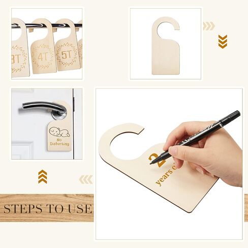 Patelai 25 Pieces 25 Pieces Blank Closet Divider, Wooden Clothing Rack Dividers, Blank Organizers Hanger Separators, Hanging Closet Divider with Marker Pen for Home Nursery Clothes in Kuwait