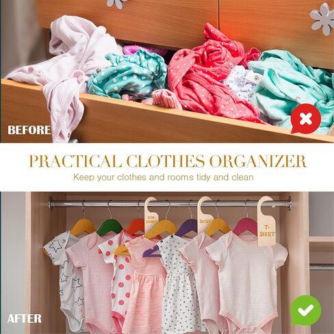 Patelai 25 Pieces 25 Pieces Blank Closet Divider, Wooden Clothing Rack Dividers, Blank Organizers Hanger Separators, Hanging Closet Divider with Marker Pen for Home Nursery Clothes in Kuwait