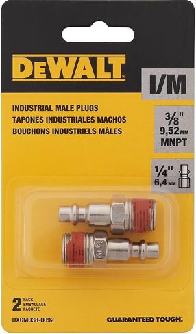 DEWALT 1/4-Inch Body Industrial Air Plug 2-Pack and 3/8-Inch MNPT: High-Flow Design, 300 PSI in Kuwait
