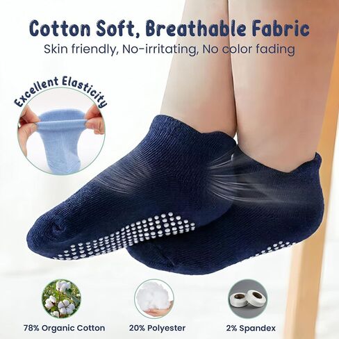 GOTS Organic Cotton Blend Ankle Toddler Socks 6M-12M-2t-3t-4t-5t Baby Gift | Oeko-Tex Certified, Ankle Socks, 6 Pair Socks For Toddler Girls, Toddler Grip Socks, Blue Black Combo, Unisex Design in Kuwait