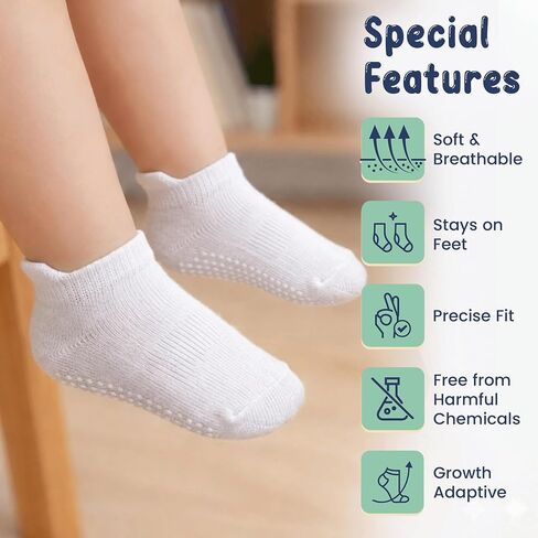 GOTS Organic Cotton Blend Ankle Toddler Socks 6M-12M-2t-3t-4t-5t Baby Gift | Oeko-Tex Certified, Ankle Socks, 6 Pair Socks For Toddler Girls, Toddler Grip Socks, Blue Black Combo, Unisex Design in Kuwait