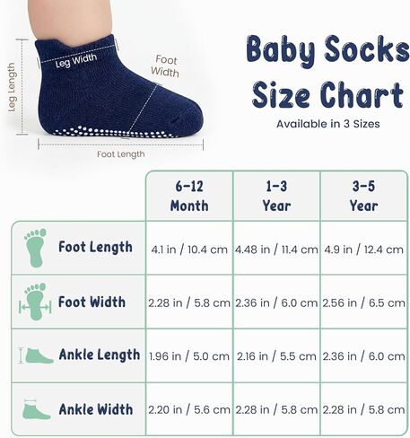 GOTS Organic Cotton Blend Ankle Toddler Socks 6M-12M-2t-3t-4t-5t Baby Gift | Oeko-Tex Certified, Ankle Socks, 6 Pair Socks For Toddler Girls, Toddler Grip Socks, Blue Black Combo, Unisex Design in Kuwait