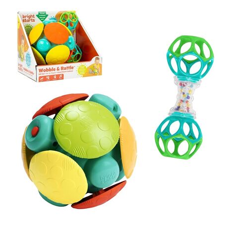 Bright Starts Wobble & Rattle Gift Set​ 2-PK Baby Toys, Rattles & Ball Toys, Crawl & Chase, Cause and Effect Learning, Unisex, 3-6 Months and Up in Kuwait