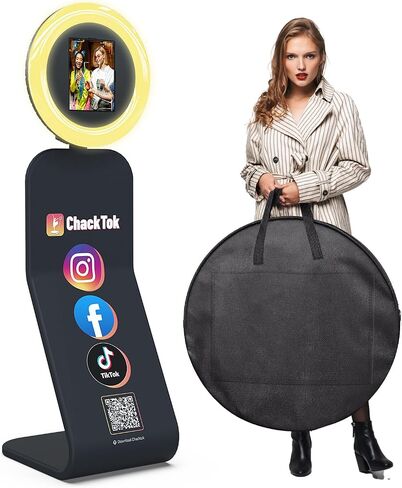 Portable Photo Booth Machine for iPad 12.9in 11in 10.9in 10.2in with Software APP Control Lights/Photo/Sharing, Removable for Cloth Pouch, Silkscreen,Honeycomb Case in Kuwait