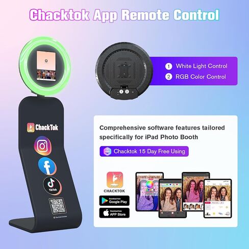 Portable Photo Booth Machine for iPad 12.9in 11in 10.9in 10.2in with Software APP Control Lights/Photo/Sharing, Removable for Cloth Pouch, Silkscreen,Honeycomb Case in Kuwait