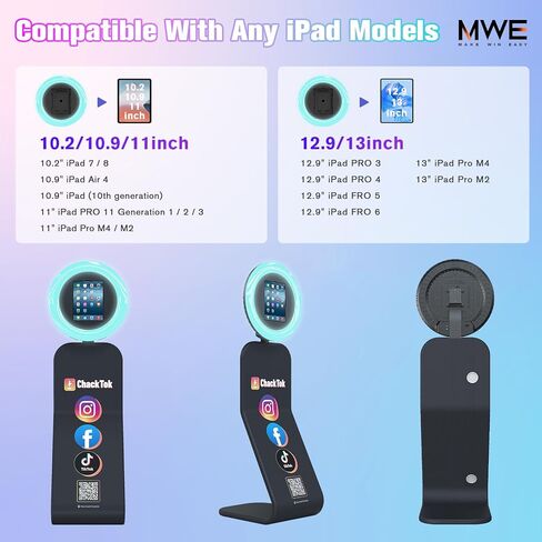 Portable Photo Booth Machine for iPad 12.9in 11in 10.9in 10.2in with Software APP Control Lights/Photo/Sharing, Removable for Cloth Pouch, Silkscreen,Honeycomb Case in Kuwait