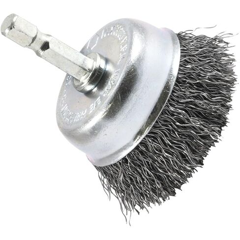 Forney 72729 Wire Cup Brush, Coarse Crimped with 1/4-Inch Hex Shank, 2-Inch-by-.012-Inch, Silver in Kuwait