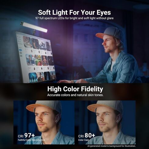NEEWER Dual Sided RGB LED Streaming Key Light, Smart Desk Lamp Compatible with Alexa Google Assistant for Gaming Video Conference, 16 Million Colors, 2700K-7000K/CRI97+ Studio Tube Lighting, NG01 in Kuwait