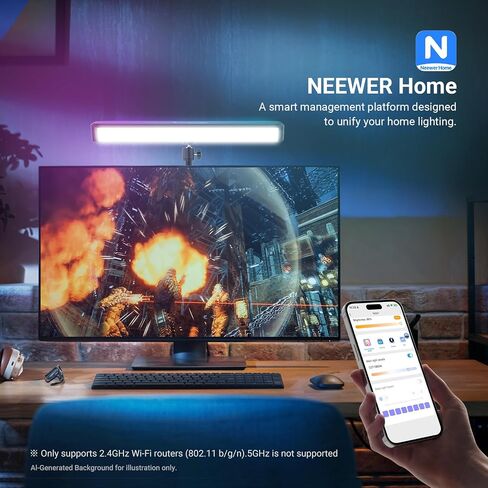 NEEWER Dual Sided RGB LED Streaming Key Light, Smart Desk Lamp Compatible with Alexa Google Assistant for Gaming Video Conference, 16 Million Colors, 2700K-7000K/CRI97+ Studio Tube Lighting, NG01 in Kuwait