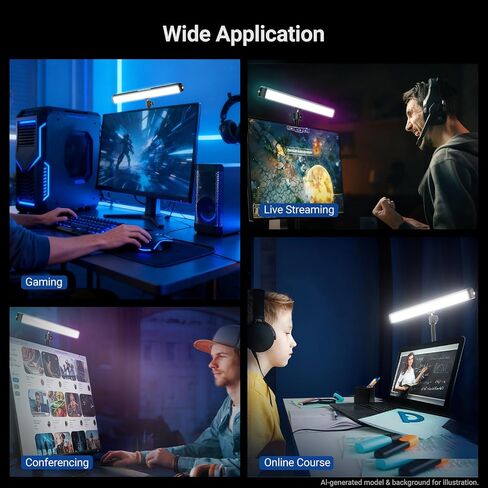 NEEWER Dual Sided RGB LED Streaming Key Light, Smart Desk Lamp Compatible with Alexa Google Assistant for Gaming Video Conference, 16 Million Colors, 2700K-7000K/CRI97+ Studio Tube Lighting, NG01 in Kuwait