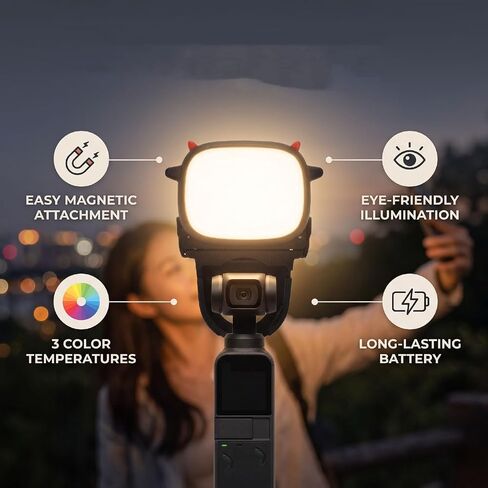 Bewinner Magnetic Fill Light for 4 Camera | PC ABS Video Light with 3000F 4200F 6500F 16 LEDs, Ra95+, 300mAh Type C Charging, for Selfie Vlog Night Recording in Kuwait