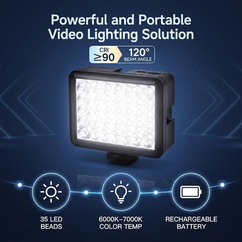 Fabater LED Video Light, 300mAh Rechargeable On Camera Fill Light, 6000K - 7000K Portable Photography Lighting for Vlogging, DSLR Camera, Tripod, TikTok, Selfie Video in Kuwait