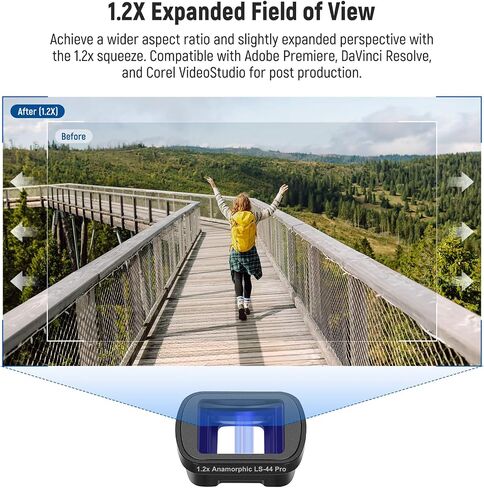 NEEWER 1.2X Blue Anamorphic Lens Compatible with DJI Osmo Pocket 3 / Pocket 4 / Xtra Muse, HD Magnetic Cinematic Widescreen Blue Streak Effect Lens Accessories, LS-44 Pro in Kuwait