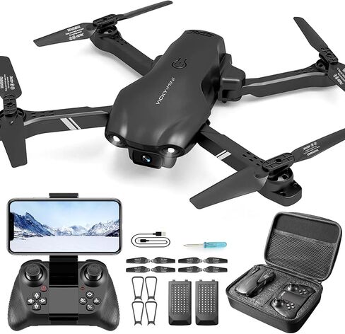 DRONEEYE 4DV13 Drone with 1080P HD Camera for Kids Adults,Remote Control Helicopter Quadcopter for Beginners boy Toys Gift,Waypoint Functions,Altitude Hold, Gesture Selfie,3D Flips,2 Batteries,Black in Kuwait