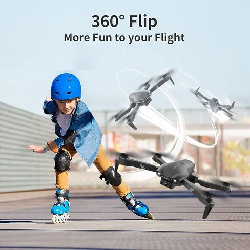 DRONEEYE 4DV13 Drone with 1080P HD Camera for Kids Adults,Remote Control Helicopter Quadcopter for Beginners boy Toys Gift,Waypoint Functions,Altitude Hold, Gesture Selfie,3D Flips,2 Batteries,Black in Kuwait