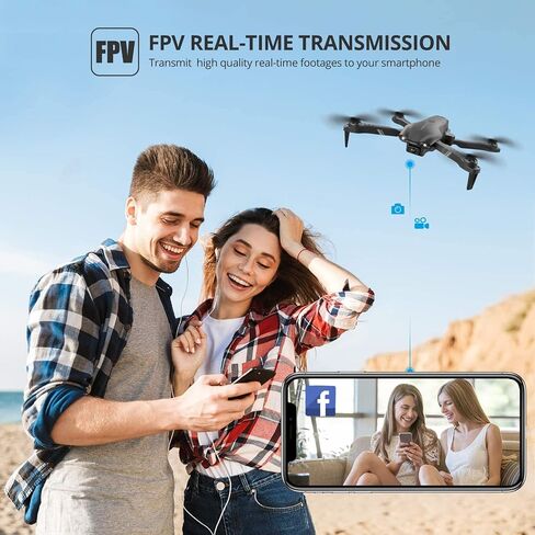 DRONEEYE 4DV13 Drone with 1080P HD Camera for Kids Adults,Remote Control Helicopter Quadcopter for Beginners boy Toys Gift,Waypoint Functions,Altitude Hold, Gesture Selfie,3D Flips,2 Batteries,Black in Kuwait