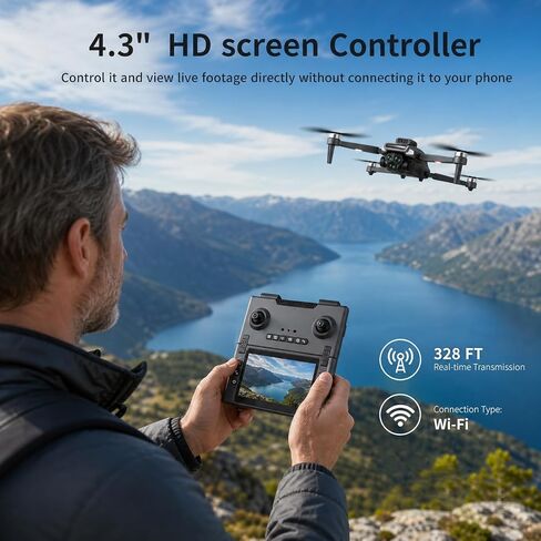 M66M Drone with 2K Camera for Adults, Foldable RC Camera Drone Gifts | with 4.3" HD Display, Obstacle Avoidance, Altitude Hold, Headless Mode, One Key Take Off/Land, 3D Flips, 60 Mins Flight Time in Kuwait