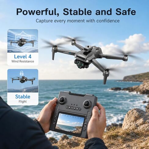 M66M Drone with 2K Camera for Adults, Foldable RC Camera Drone Gifts | with 4.3" HD Display, Obstacle Avoidance, Altitude Hold, Headless Mode, One Key Take Off/Land, 3D Flips, 60 Mins Flight Time in Kuwait