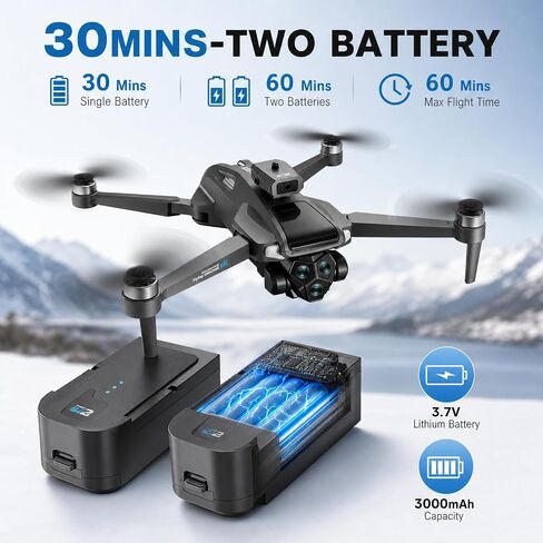 M66M Drone with 2K Camera for Adults, Foldable RC Camera Drone Gifts | with 4.3" HD Display, Obstacle Avoidance, Altitude Hold, Headless Mode, One Key Take Off/Land, 3D Flips, 60 Mins Flight Time in Kuwait