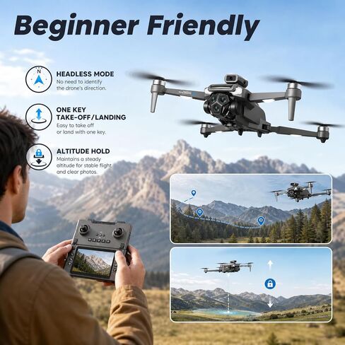 M66M Drone with 2K Camera for Adults, Foldable RC Camera Drone Gifts | with 4.3" HD Display, Obstacle Avoidance, Altitude Hold, Headless Mode, One Key Take Off/Land, 3D Flips, 60 Mins Flight Time in Kuwait