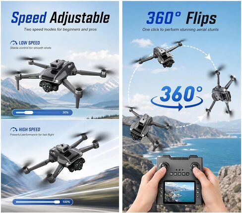 M66M Drone with 2K Camera for Adults, Foldable RC Camera Drone Gifts | with 4.3" HD Display, Obstacle Avoidance, Altitude Hold, Headless Mode, One Key Take Off/Land, 3D Flips, 60 Mins Flight Time in Kuwait