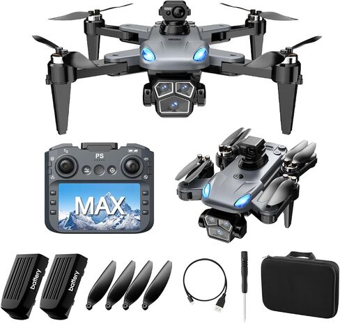 4K Drone with Camera for Adults, Foldable quadcopter drone with 4.3-inch screen remote controller,Automatic obstacle avoidance,One-Key Takeoff & Auto Follow,Under 249g，Brushless Motor FPV Drone (black) in Kuwait