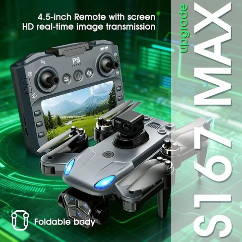 4K Drone with Camera for Adults, Foldable quadcopter drone with 4.3-inch screen remote controller,Automatic obstacle avoidance,One-Key Takeoff & Auto Follow,Under 249g，Brushless Motor FPV Drone (black) in Kuwait