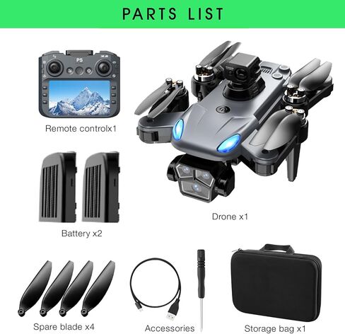 4K Drone with Camera for Adults, Foldable quadcopter drone with 4.3-inch screen remote controller,Automatic obstacle avoidance,One-Key Takeoff & Auto Follow,Under 249g，Brushless Motor FPV Drone (black) in Kuwait