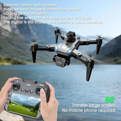 4K Drone with Camera for Adults, Foldable quadcopter drone with 4.3-inch screen remote controller,Automatic obstacle avoidance,One-Key Takeoff & Auto Follow,Under 249g，Brushless Motor FPV Drone (black) in Kuwait