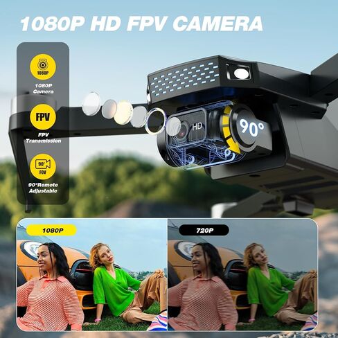 DEERC Drone with Camera 1080P, D20S FPV Mini Drones for Kids Adults Beginner; Foldable RC Quadcopter with Brushless Motor, 2 Batteries, Altitude Hold, Optical Flow, 3D Flips, Toy Gifts for Boys Girls in Kuwait