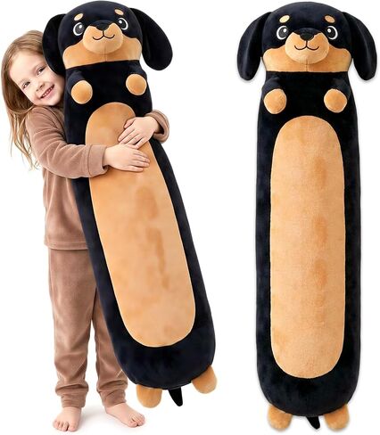 35" Dachshund Stuffed Animal Soft Long Giant Pillow Cute Weiner Dog Plush Large Body Pillow for Birthday Gift (Brown) in Kuwait