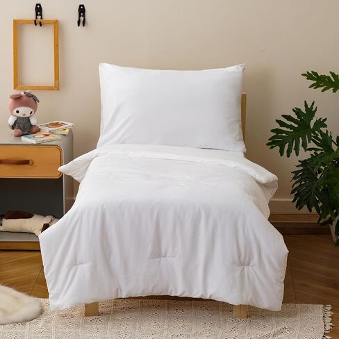 Luxlovery Toddler Comforter Set Checkered Plaid Green White Kids Boho Bedding Set Bed Set for Dorm 4 Pieces (1 Comforter, 1 Flat Sheet, 1 Fitted Sheet, 1 Pillowcase) in Kuwait