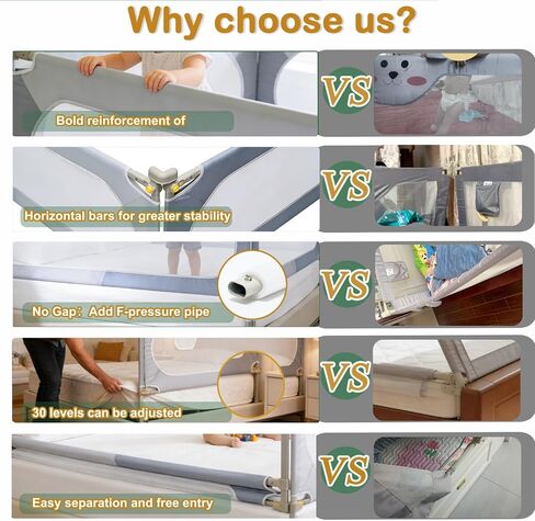 Bed Rail for Toddlers Calking Mattress Size Side Guard for Kids | Bed Rail for Toddlers Twin Full Queen Cal king Mattress Size Swing Down Rail Guard Side Rail for Kids in Kuwait