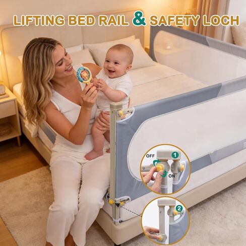 Bed Rail for Toddlers Calking Mattress Size Side Guard for Kids | Bed Rail for Toddlers Twin Full Queen Cal king Mattress Size Swing Down Rail Guard Side Rail for Kids in Kuwait