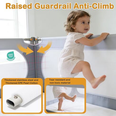 Bed Rail for Toddlers Calking Mattress Size Side Guard for Kids | Bed Rail for Toddlers Twin Full Queen Cal king Mattress Size Swing Down Rail Guard Side Rail for Kids in Kuwait